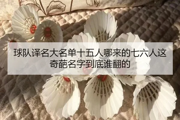 球队译名大名单十五人哪来的七六人这奇葩名字到底谁翻的